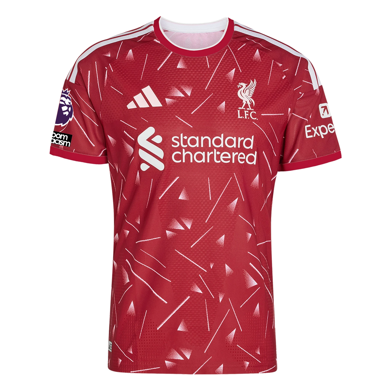 adidas Mens Liverpool Authentic Home Jersey w/ EPL + No Room For Racism Patches 26/27 (Red)