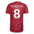 adidas Mens Liverpool Authentic Dominik Szoboszlai Home Jersey w/ EPL + No Room For Racism Patches 26/27 (Red)