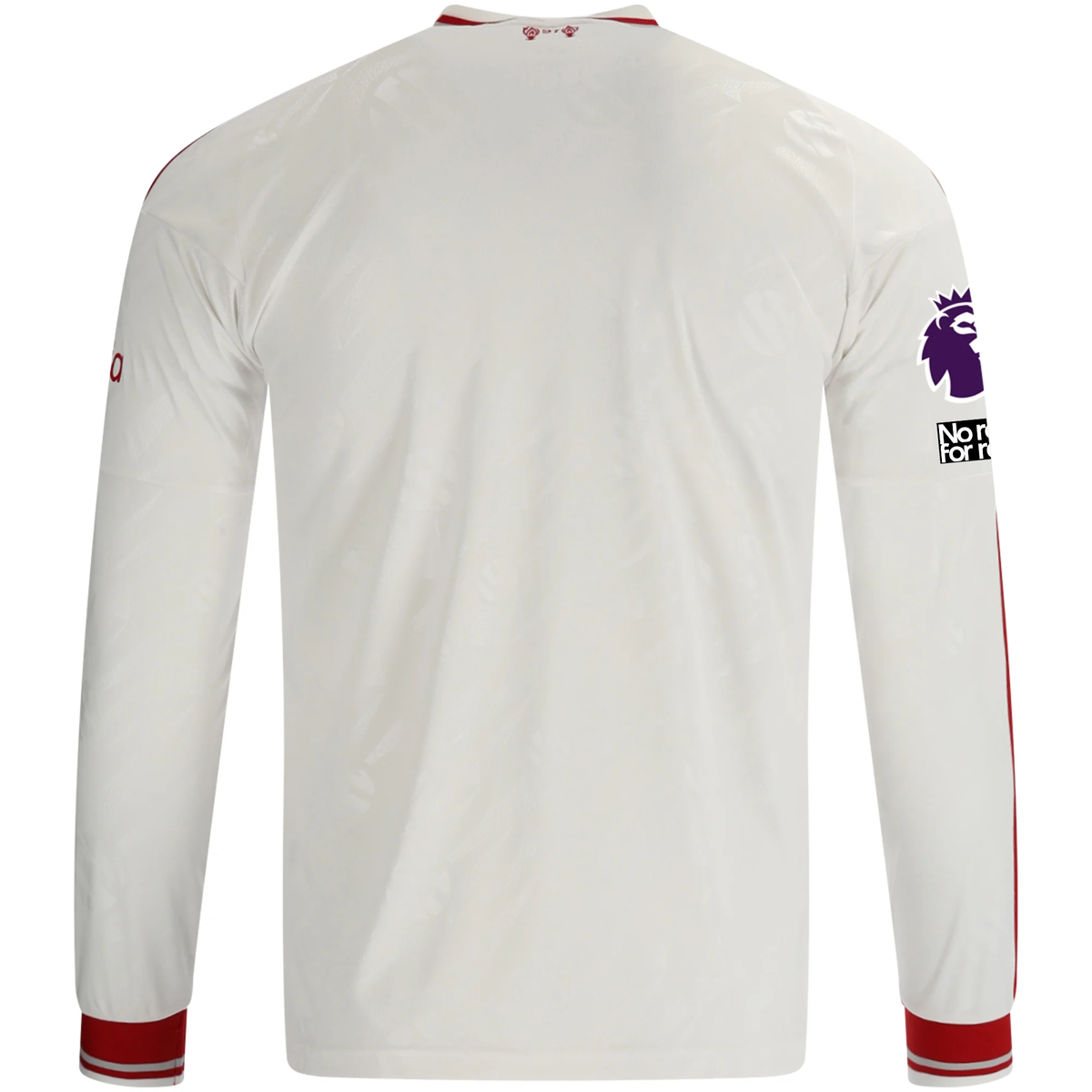 adidas Mens Liverpool Long Sleeve Away Jersey w/ EPL + No Room For Racism Patches 26/27 (White/Red)