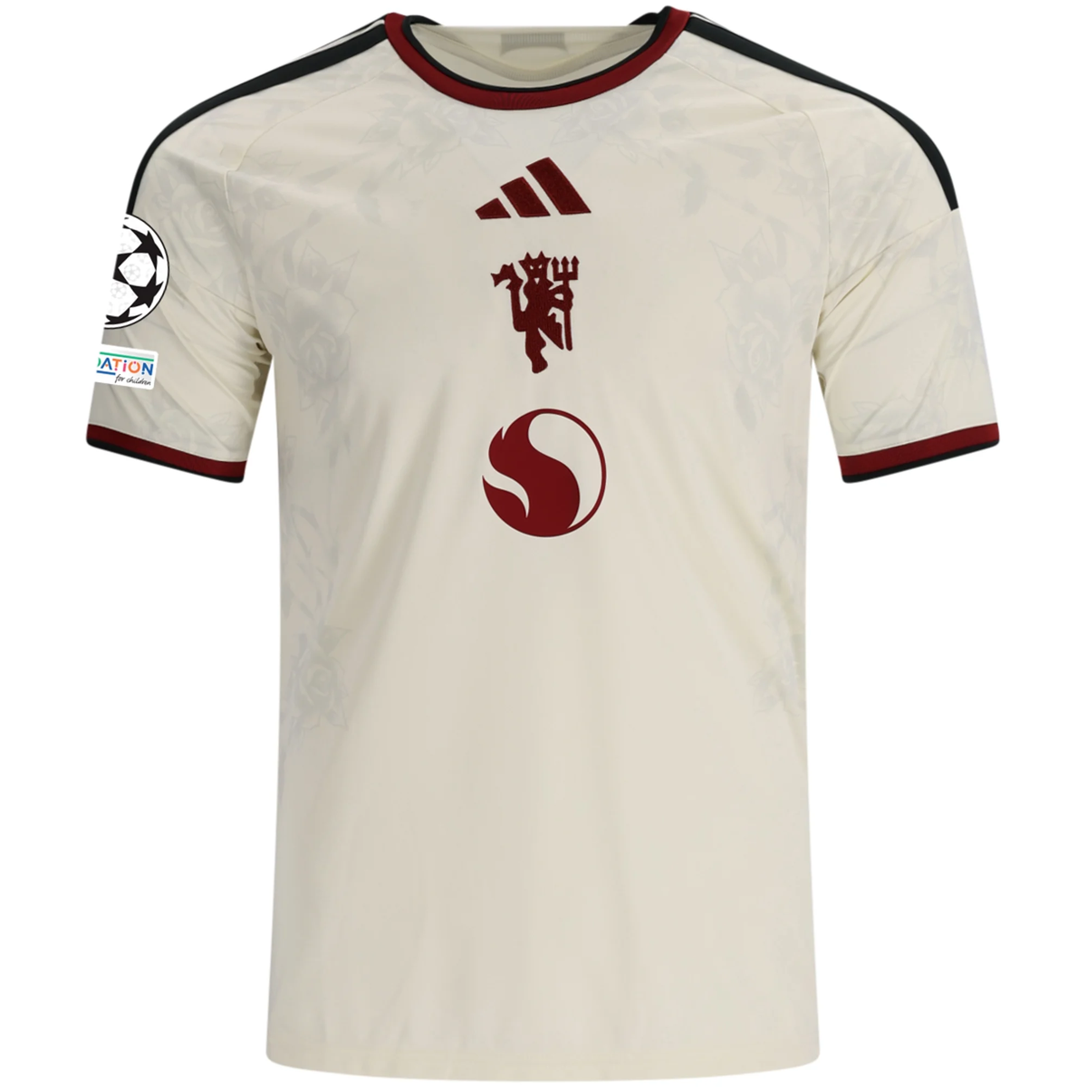 adidas Mens Manchester United Authentic Bruno Fernandes Third Jersey w/ Champions League Patches 26/27 (Ivory)