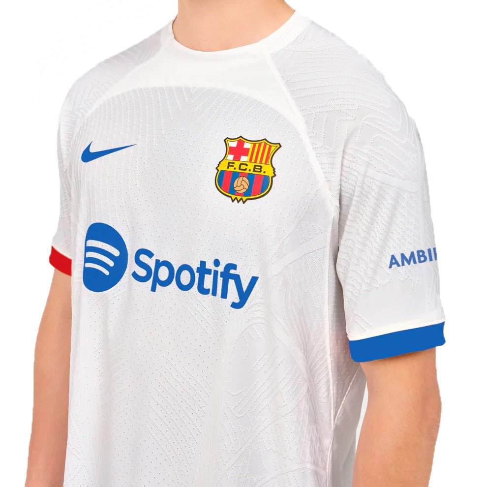 Nike Barcelona Christensen Authentic Match Away Jersey 23/24 w/ LaLiga Patches (White/Royal Blue) | SoccerWearhouse