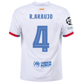 Nike Barcelona Ronald Araujo Away Jersey w/ Champions League Patches 23/24 (White/Royal Blue)