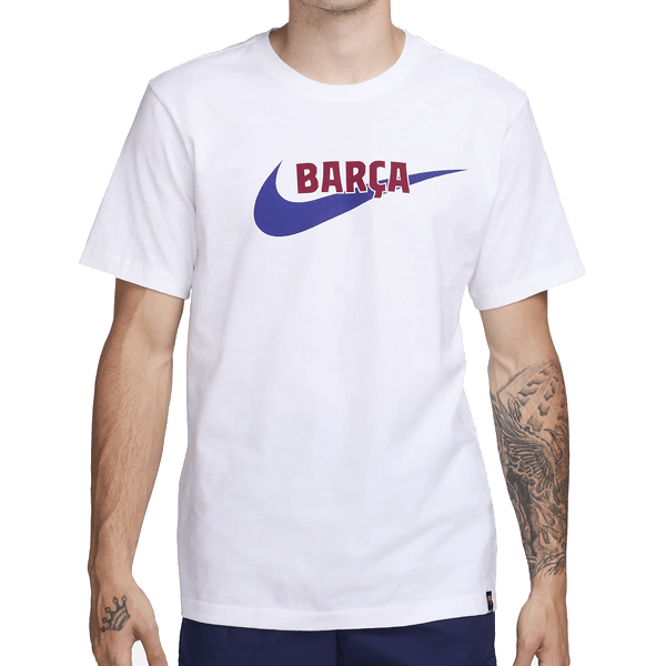 Nike Barcelona Swoosh T-Shirt 23/24 (White) | SoccerWearhouse