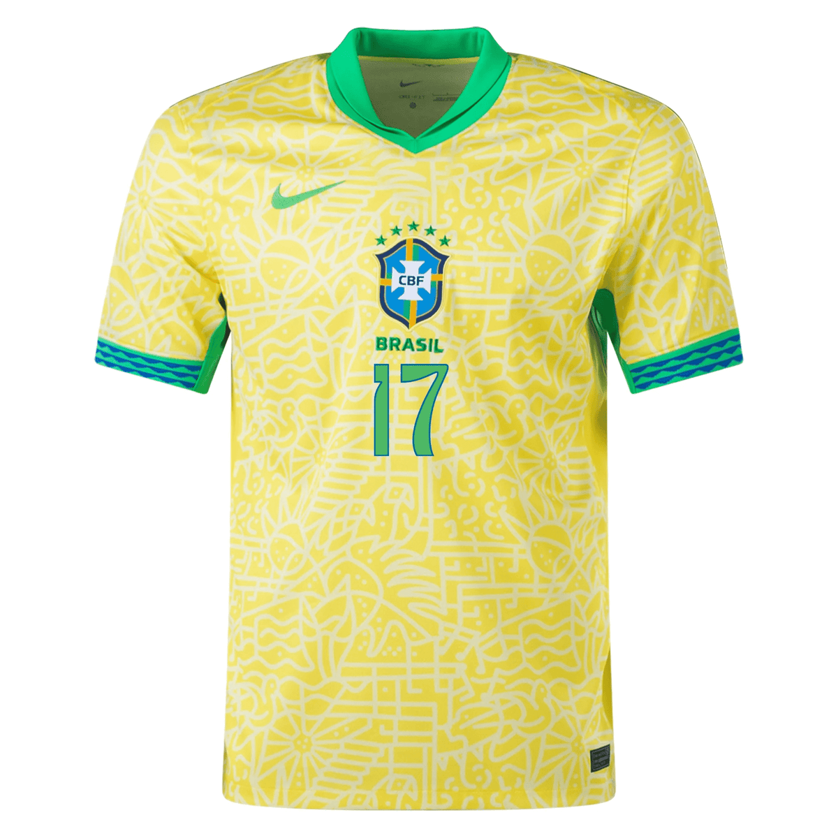 Nike Brazil Authentic Bruno Guimarães Home Jersey 24/25 (Dynamic Yellow/Lemon Chiffon/Green Spark) | SoccerWearhouse