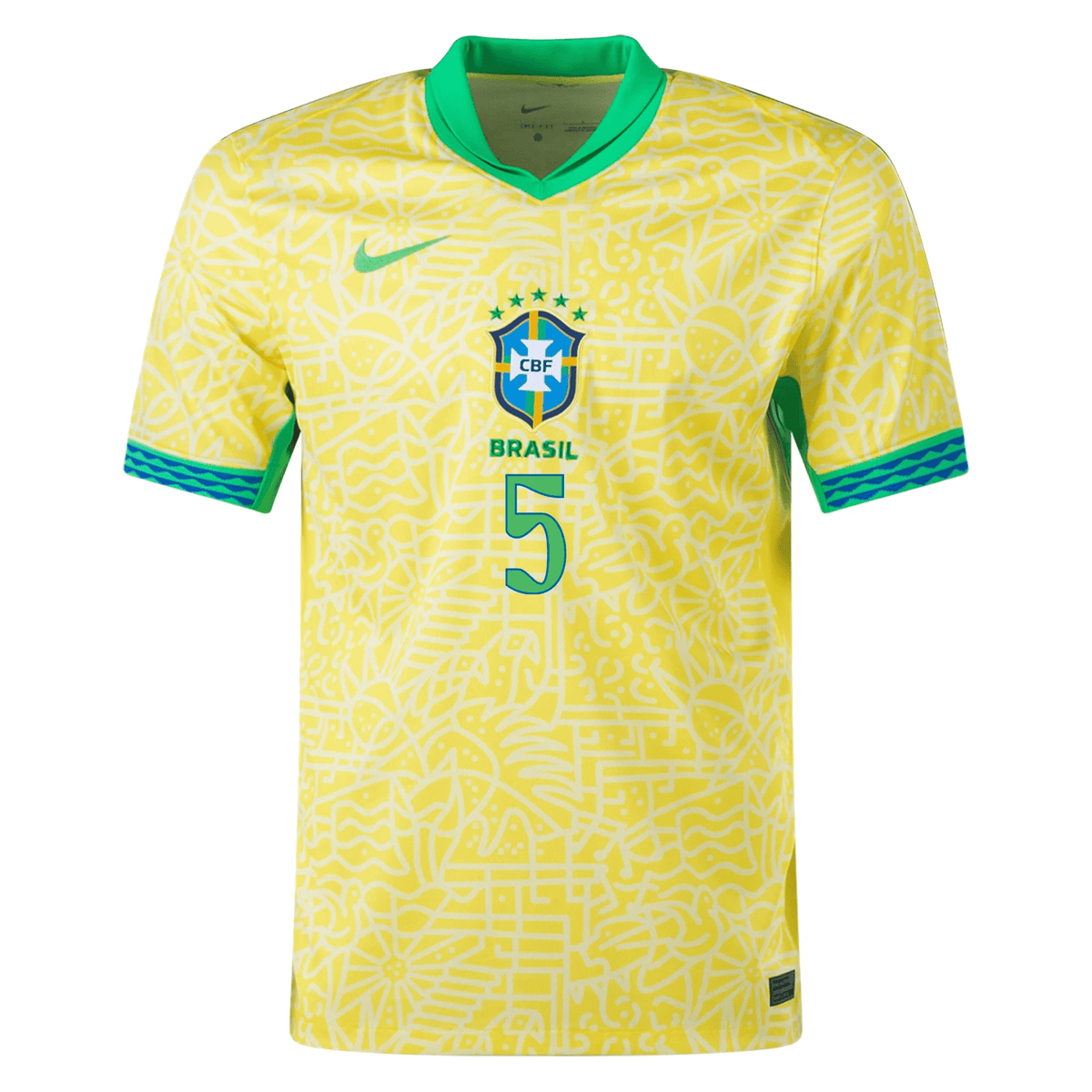 Nike Brazil Authentic Casemiro Home Jersey 24/25 (Dynamic Yellow/Lemon Chiffon/Green Spark) | SoccerWearhouse