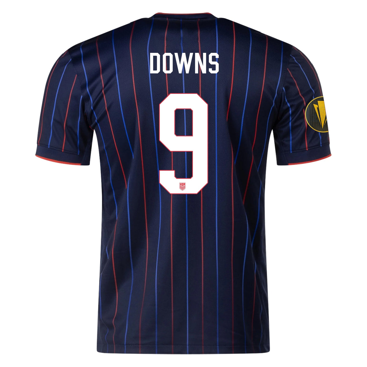 Nike Damion Downs United States Away Jersey 25/26 w/ Gold Cup Patch 2025 (Obsidian/Challenge Red) | SoccerWearhouse