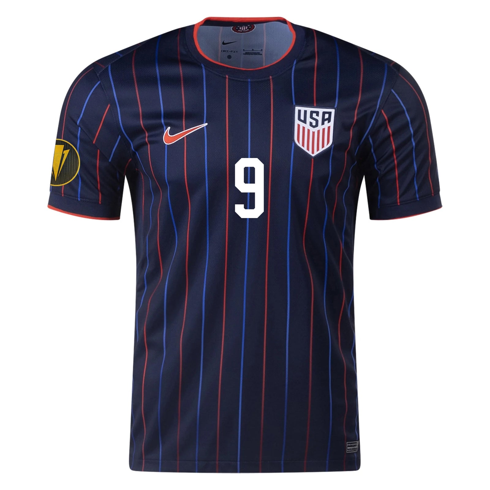 Nike Damion Downs United States Away Jersey 25/26 w/ Gold Cup Patch 2025 (Obsidian/Challenge Red) | SoccerWearhouse