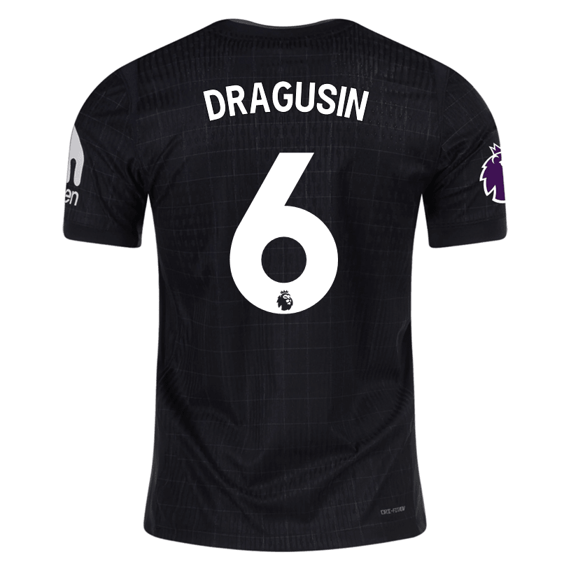 Nike Dragusin Tottenham Hotspur Authentic Away Jersey 25/26 w/ EPL Patch (Black/Iron) | SoccerWearhouse