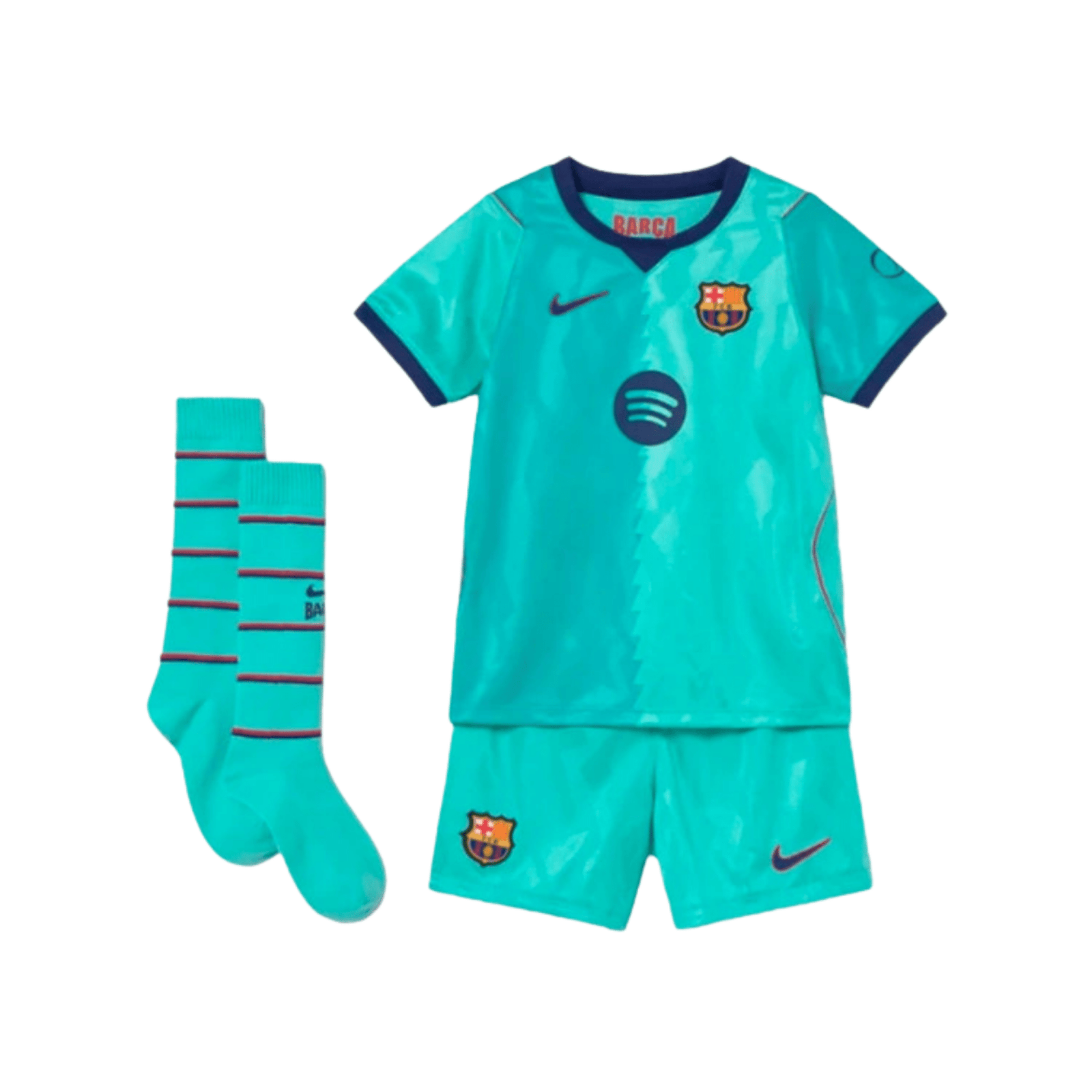 Nike FC Barcelona 26/27 Little Kids Third 3-Piece Soccer Jersey Set (Green Frost) | SoccerWearhouse