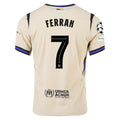 Nike Ferran Torres Men's FC Barcelona Authentic Away Jersey w/ Champions League Patches (Team Gold/Persian Violet/Black)