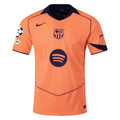 Nike FC Barcelona Third T90 Authentic Jersey 25/26 w/ Champions League Patches (Bright Mango/Midnight Navy)
