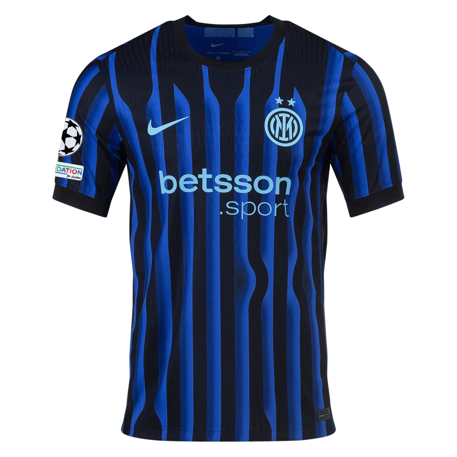 Nike Inter Milan Authentic Home Jersey w/ Champions League Patches 25/26 (Lyon Blue/Black/Chlorine Blue) | SoccerWearhouse