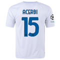 Nike Inter Milan Francesco Acerbi Away Jersey w/ Champions League + Copa Italia Patches 23/24 (White/Lyon Blue)