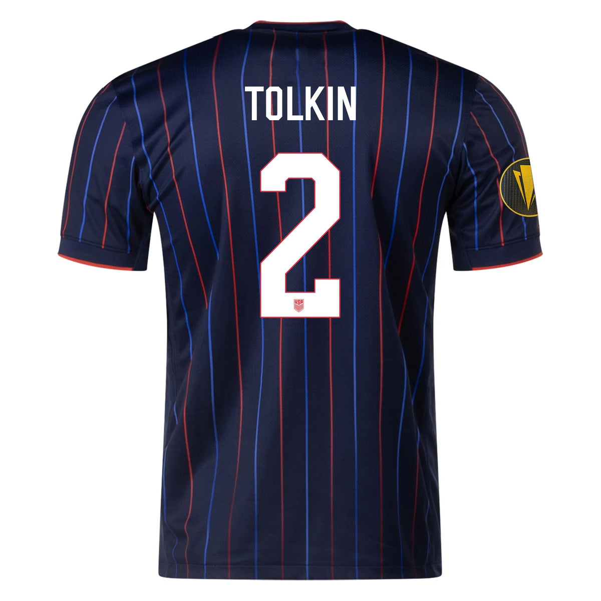 Nike John Tolkin United States Away Jersey 25/26 w/ Gold Cup Patch 2025 (Obsidian/Challenge Red) | SoccerWearhouse