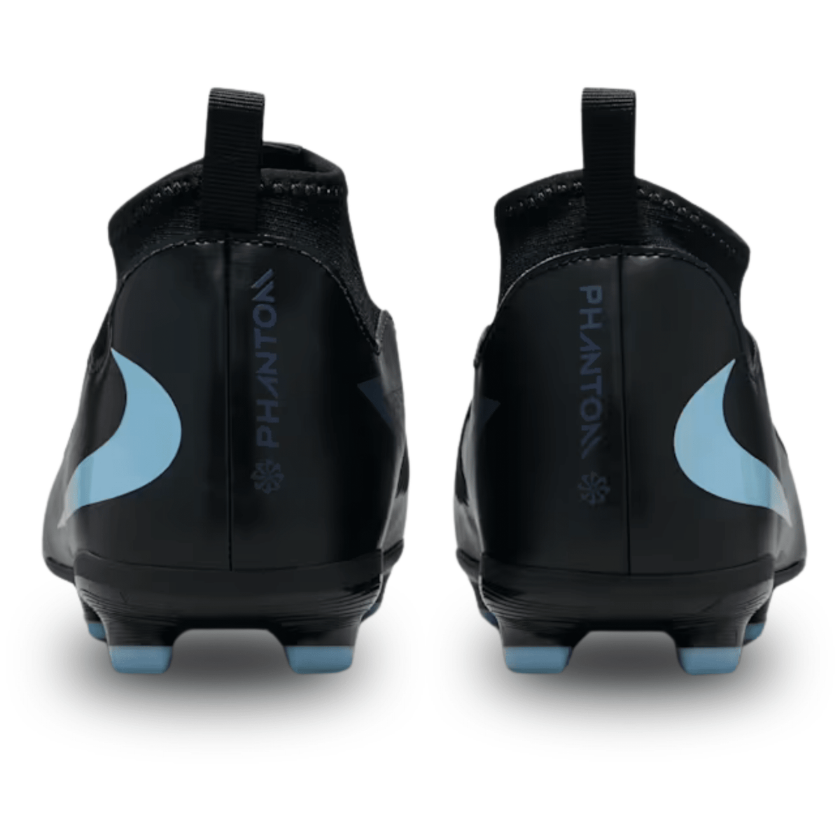 Nike Jr Phantom 6 High Academy FG/MG Soccer Cleats (Black/Ice Blue) | SoccerWearhouse