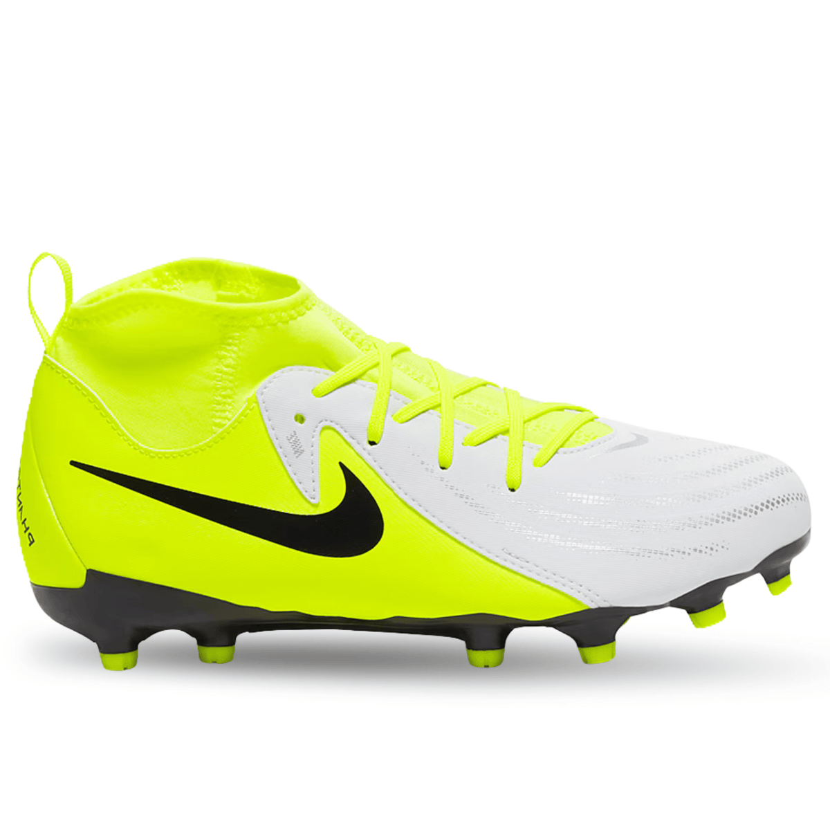 Nike Jr. Phantom Luna II Academy FG/MG Soccer Cleats (Metallic Silver/Black - Volt) | SoccerWearhouse