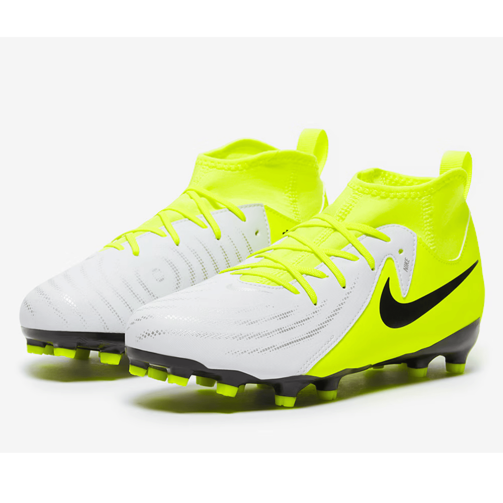 Nike Jr. Phantom Luna II Academy FG/MG Soccer Cleats (Metallic Silver/Black - Volt) | SoccerWearhouse