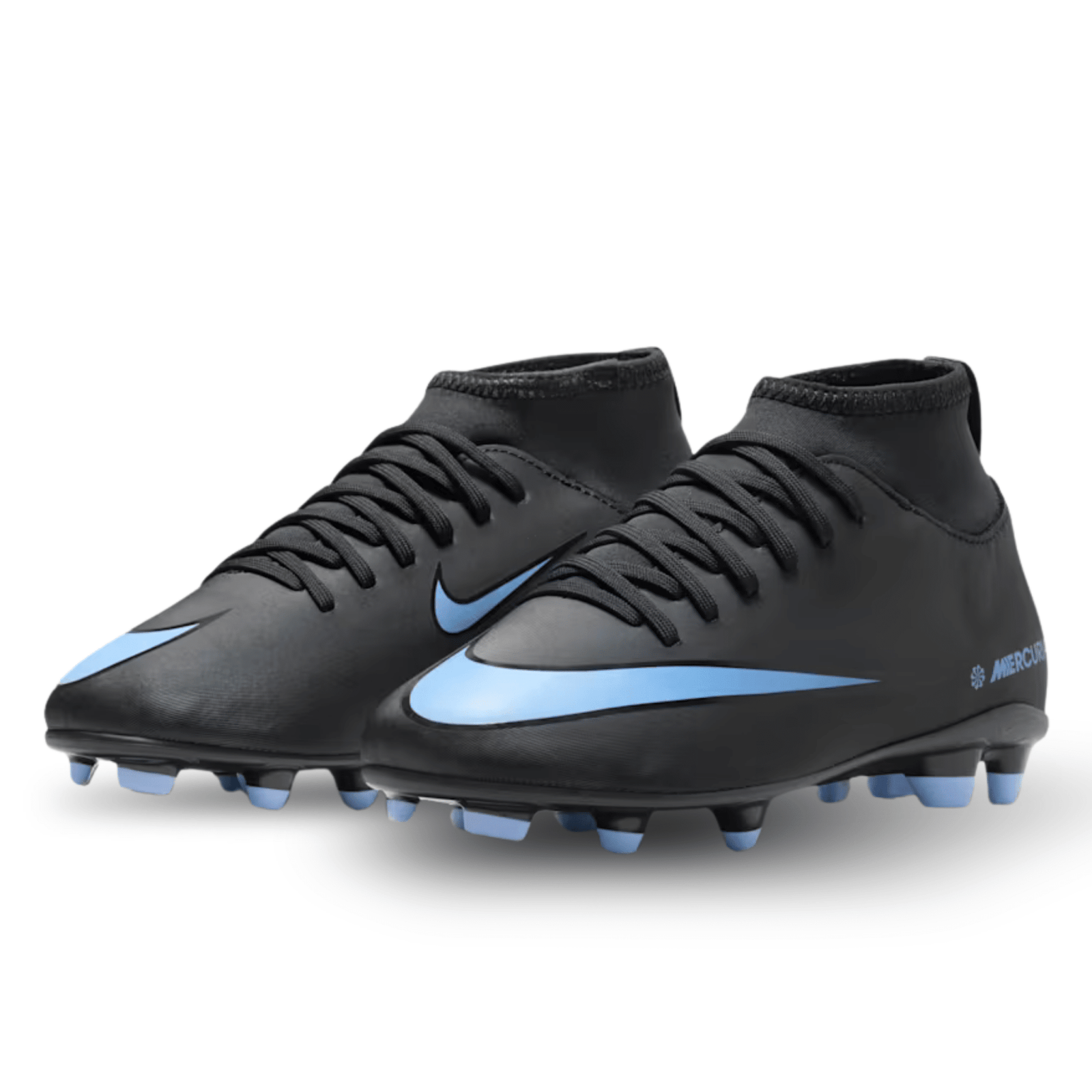 Nike Jr. Superfly 10 Club Firm Ground/Multi - Ground Soccer Cleats (Black/Ice Blue) | SoccerWearhouse