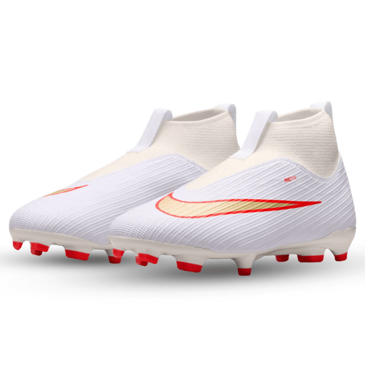 Nike Jr. Superfly 11 Academy FG/MG Soccer Cleats (White/Blur-Bright Crimson) | SoccerWearhouse