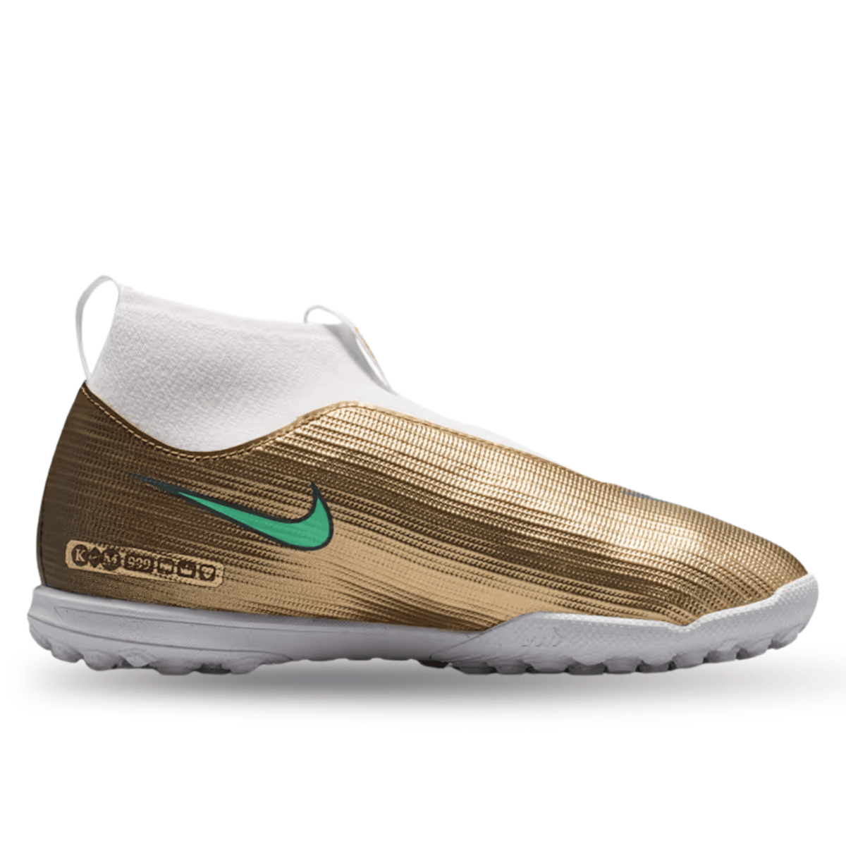 Nike Jr. Superfly 11 Academy KM TURF Soccer Shoes (Metallic Gold/Green Glow) | SoccerWearhouse