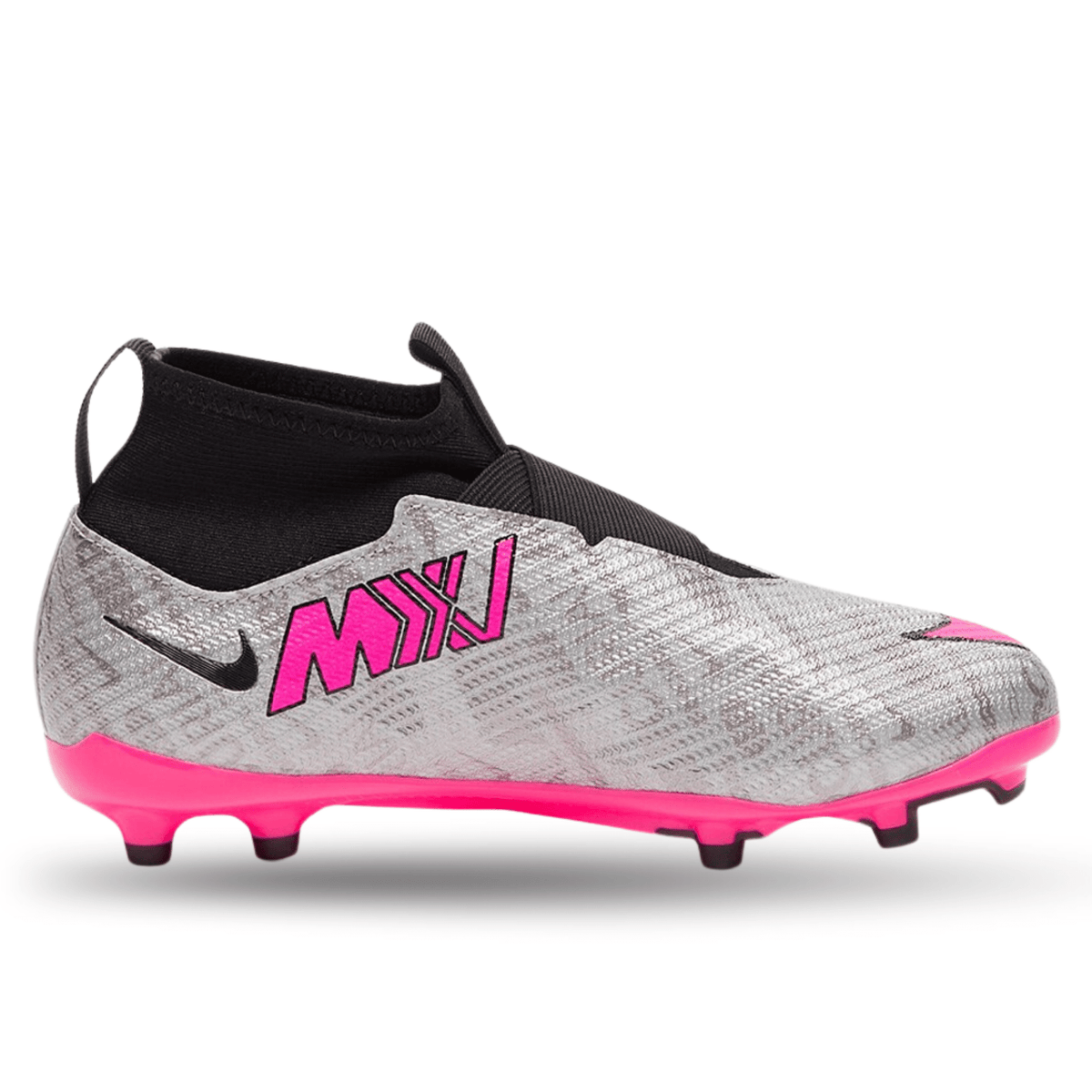 Nike Jr. Zoom Superfly 9 Pro XXV Firm Ground Soccer Cleats (Metallic Silver/Hyper Pink) | SoccerWearhouse