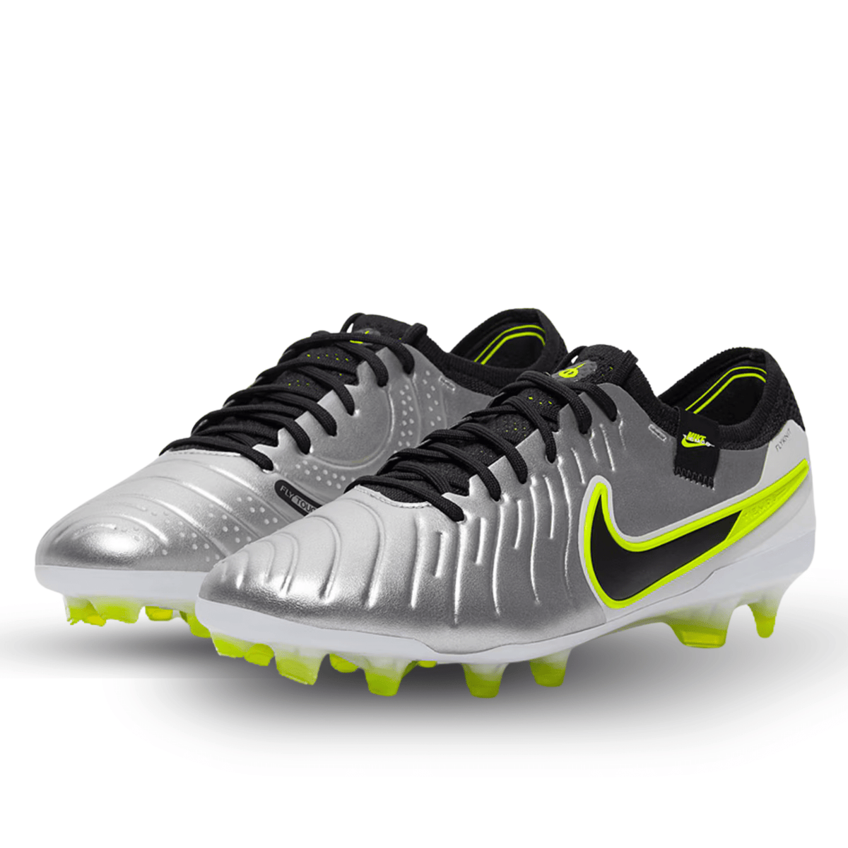 Nike Legend 10 Elite FG Soccer Cleats (Metallic Silver/Black - Volt) | SoccerWearhouse