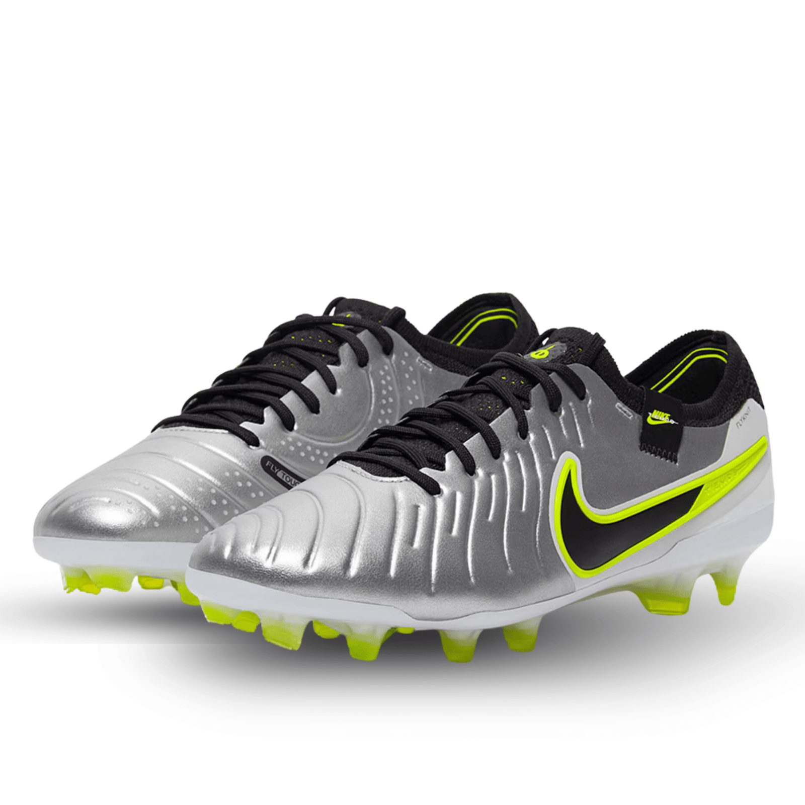 Nike Legend 10 Elite FG Soccer Cleats (Metallic Silver/Black - Volt) | SoccerWearhouse