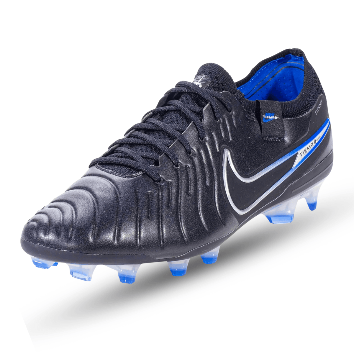 Nike Legend 10 Elite Firm Ground Soccer Cleats (Black/Chrome - Hyper Royal) | SoccerWearhouse