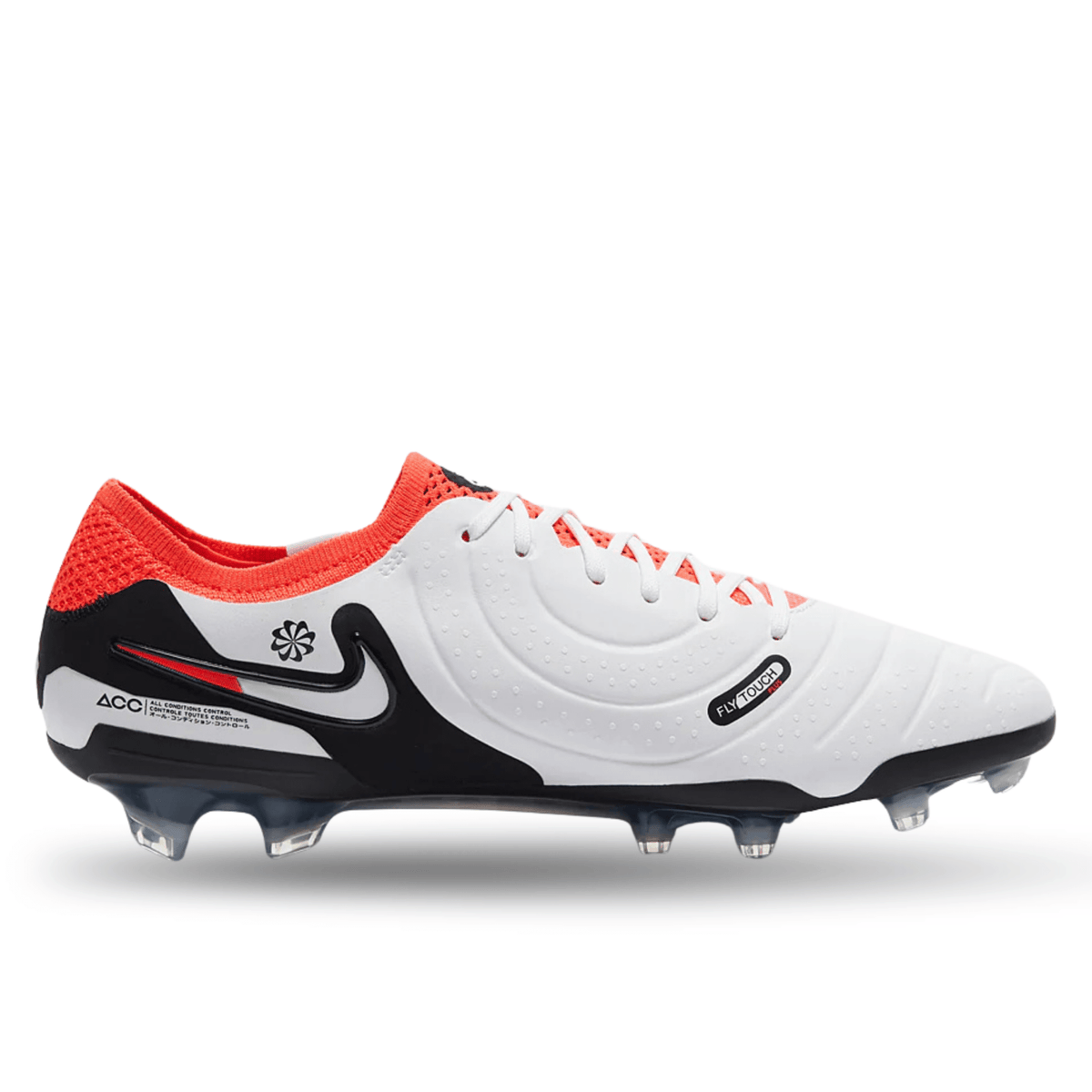 Nike Legend 10 Elite Firm Ground Soccer Cleats (White/Bright Crimson) | SoccerWearhouse