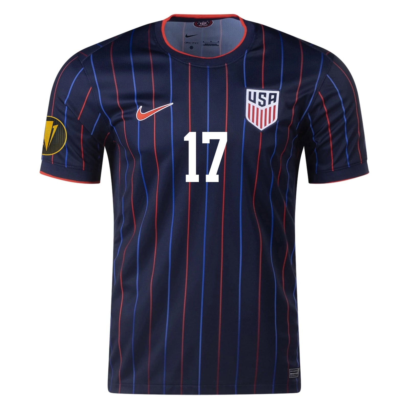 Nike Malik Tillman United States Away Jersey 25/26 w/ Gold Cup Patch 2025 (Obsidian/Challenge Red) | SoccerWearhouse