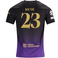 Nike Mens Barcelona Jules Koundé Away Jersey w/ Champions League Patches 26/27 (Purple/Metallic Gold)