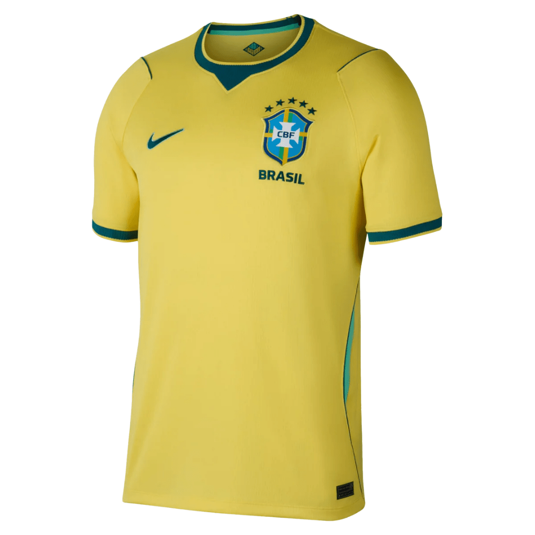 Nike Men's Brazil Home Stadium Jersey 2026 (Canary/Teal) | SoccerWearhouse