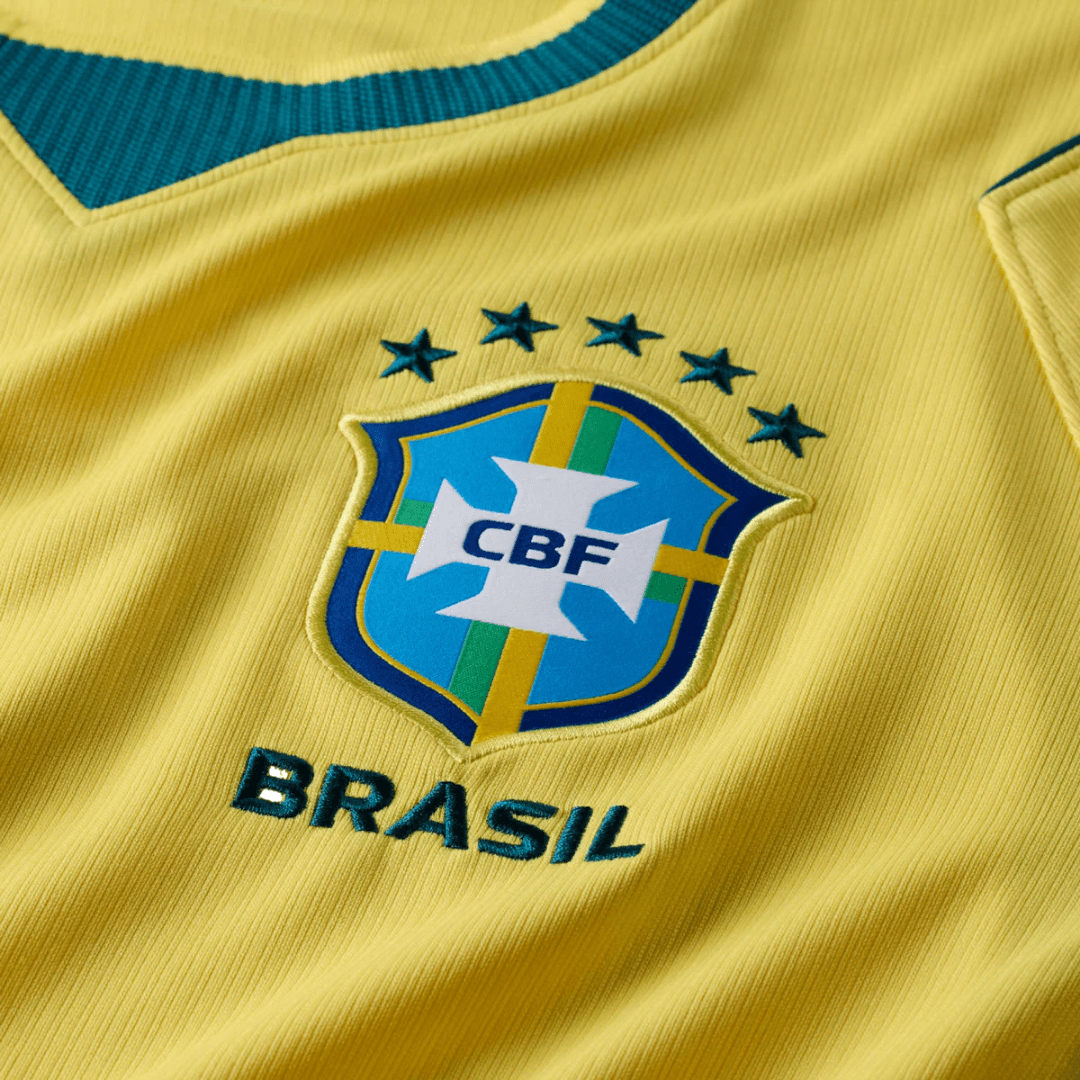 Nike Men's Brazil Home Stadium Jersey 2026 (Canary/Teal) | SoccerWearhouse