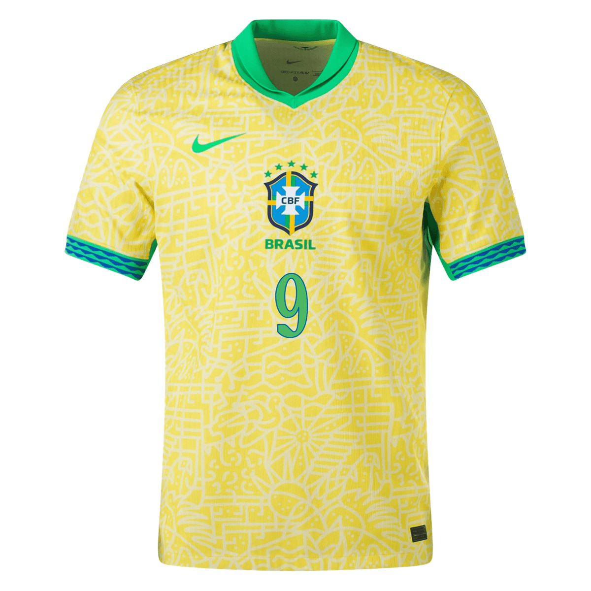 Nike Mens Brazil Richarlison Home Jersey 24/25 (Dynamic Yellow/Lemon Chiffon/Green Spark) | SoccerWearhouse