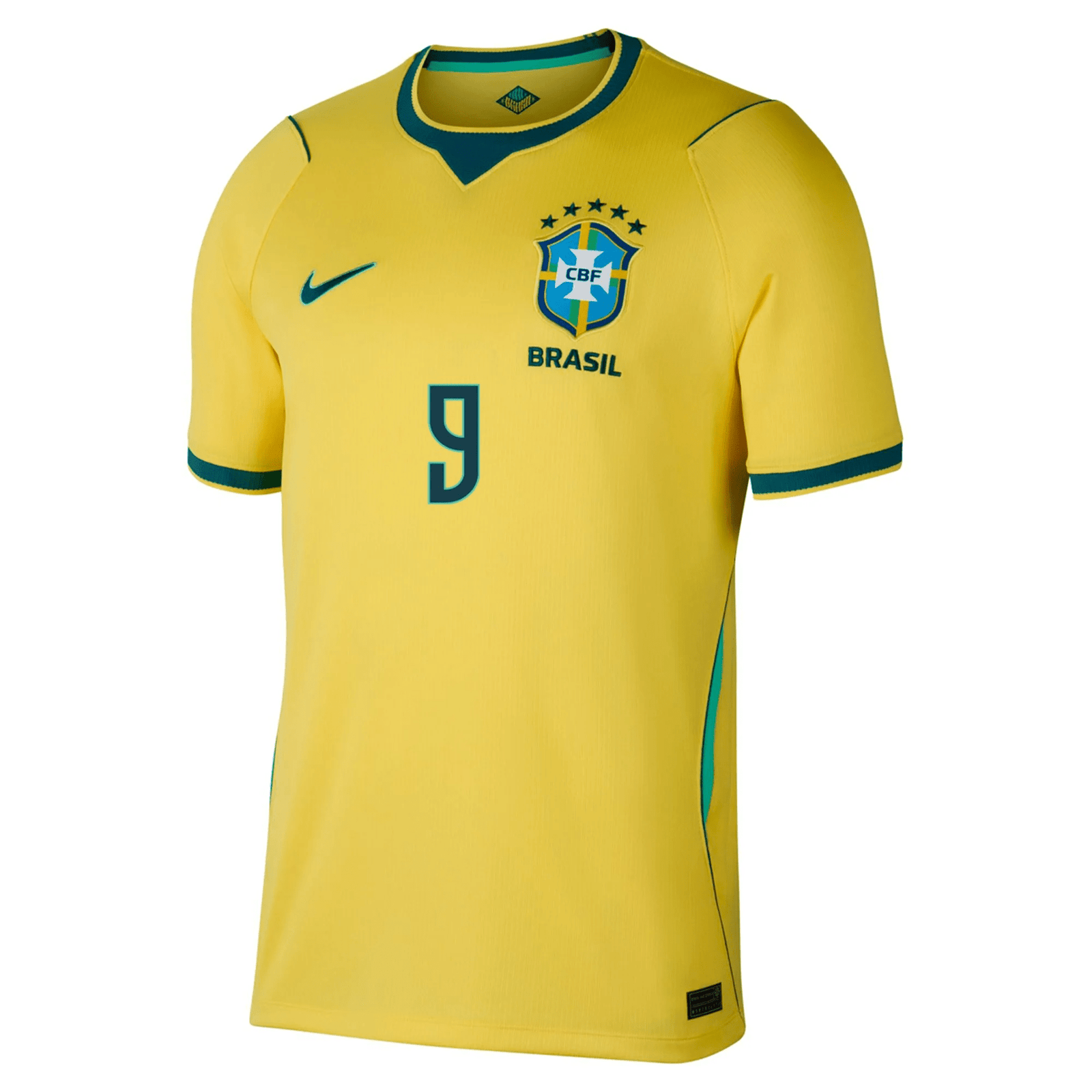 Nike Men's Brazil Ronaldo Home Stadium Jersey 2026 (Canary/Teal) | SoccerWearhouse