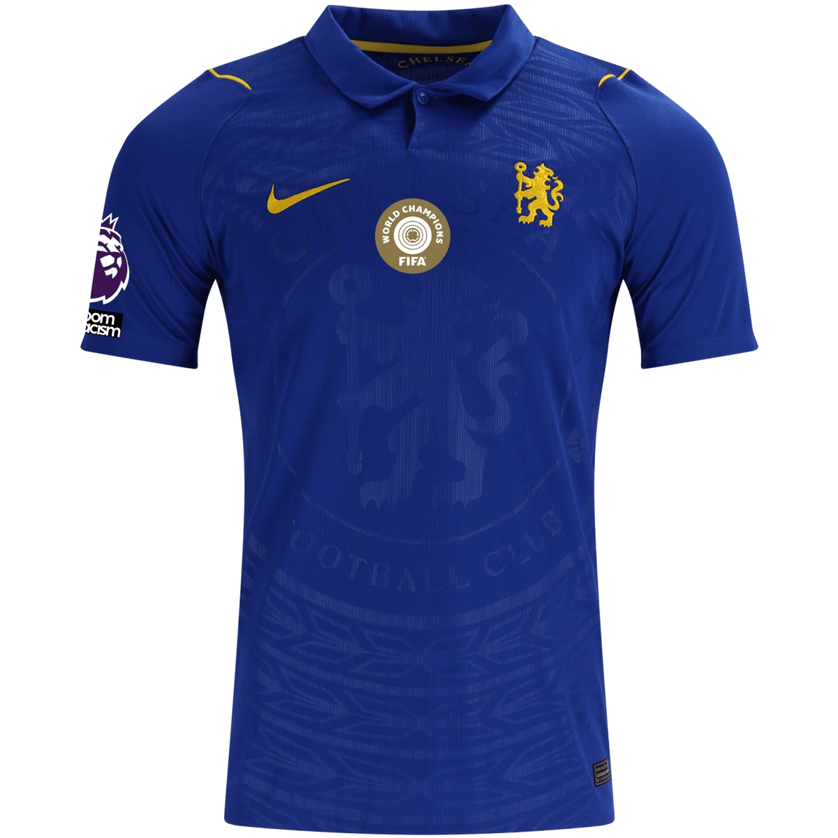 Nike Mens Chelsea FC Cole Palmer Home Jersey w/ EPL + No Room For Racism + Club World Cup Champion Patches 26/27 (Bright Royal/Gold) | SoccerWearhouse