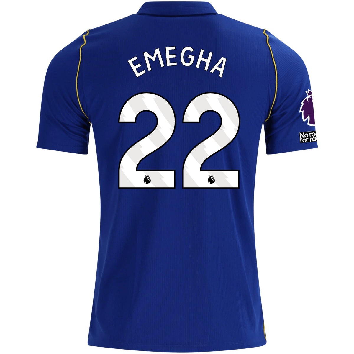 Nike Mens Chelsea FC Emmanuel Emegha Home Jersey w/ EPL + No Room For Racism + Club World Cup Champion Patches 26/27 (Bright Royal/Gold) | SoccerWearhouse