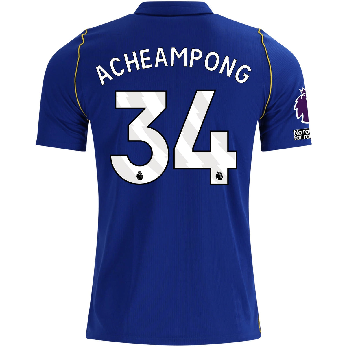 Nike Mens Chelsea FC Josh Acheampong Home Jersey w/ EPL + No Room For Racism + Club World Cup Champion Patches 26/27 (Bright Royal/Gold) | SoccerWearhouse