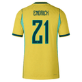 Nike Men's Brazil Endrick Match Authentic Home Jersey 2026 (Yellow/Teal)