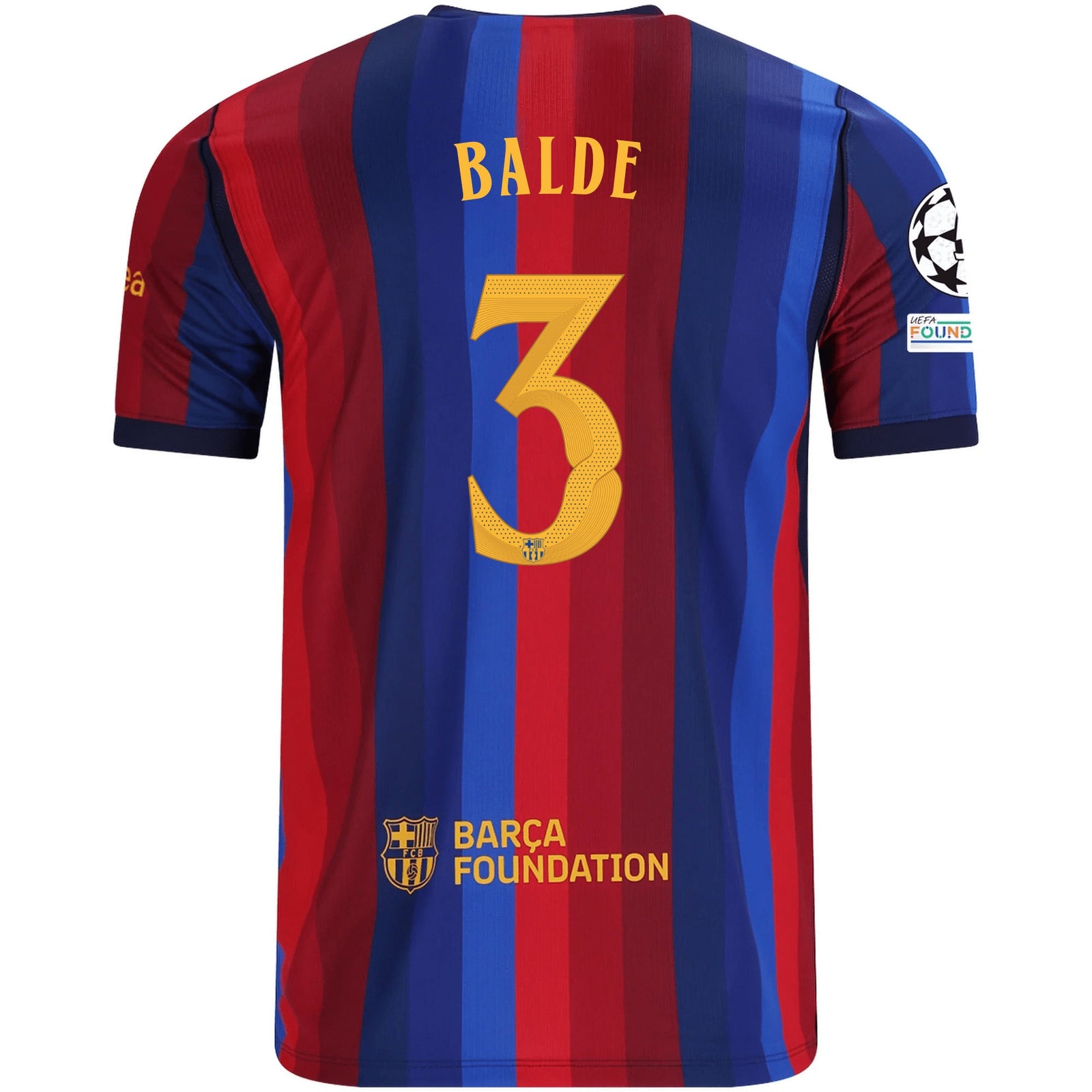 Nike Mens FC Barcelona Alejandro Balde Home Jersey w/ Champions League Patches 26/27 (Deep Garnet/Blue Void) | SoccerWearhouse