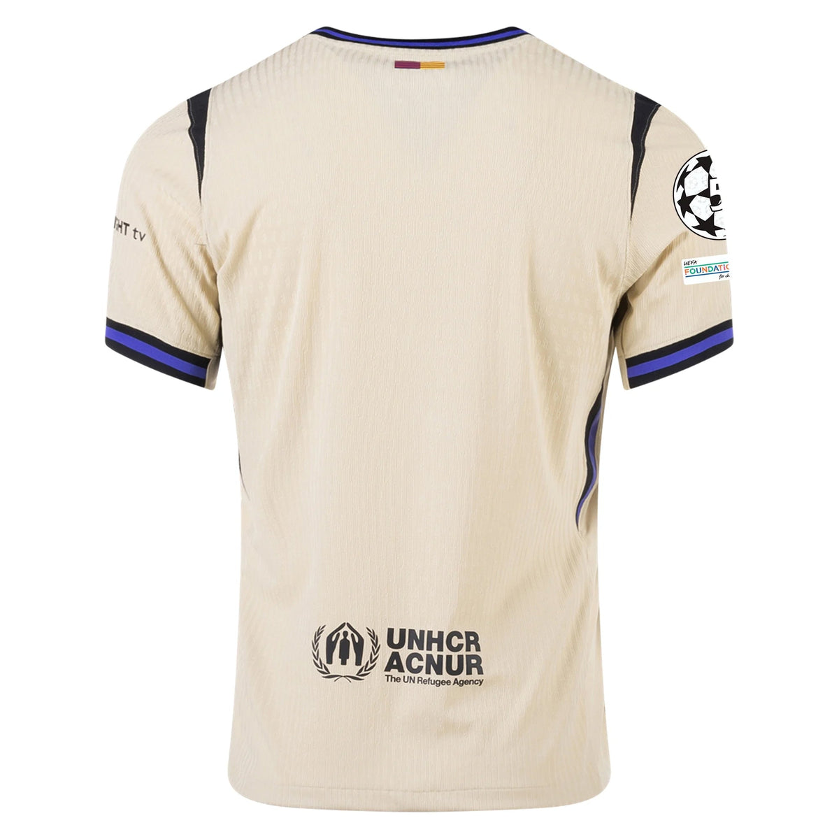 Nike Men's FC Barcelona Authentic Away Jersey w/ Champions League Patches (Team Gold/Persian Violet/Black) | SoccerWearhouse