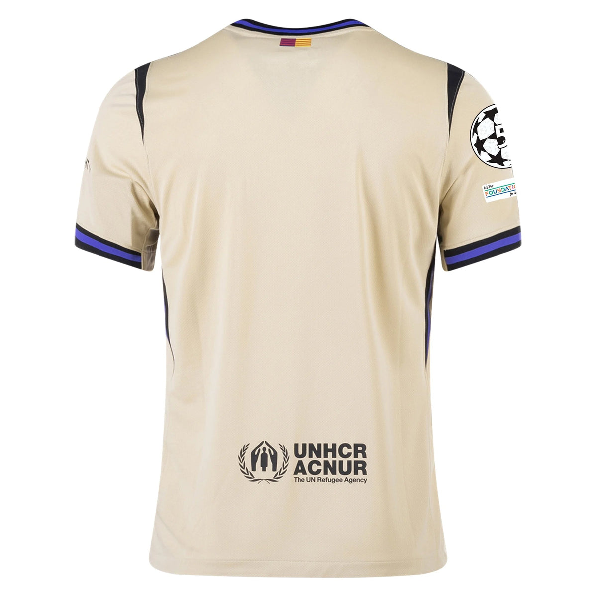 Nike Men's FC Barcelona Away Jersey 25/26 w/ Champions League Patches (Team Gold/Persion Violet/Black) | SoccerWearhouse