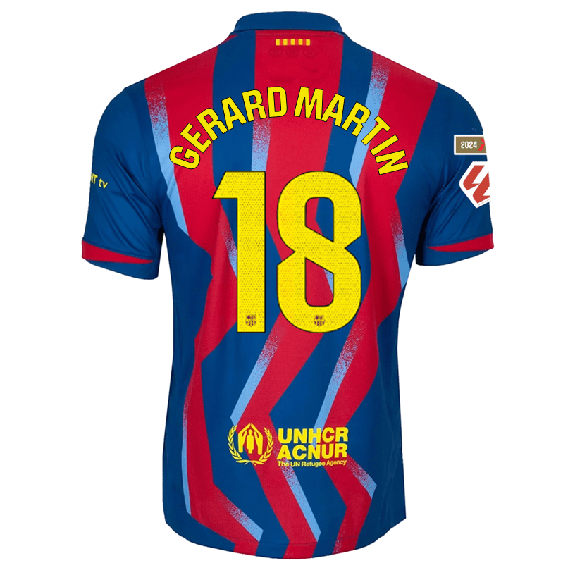 Nike Men's FC Barcelona Gerard Martin 4th Jersey 25/26 w/ La Liga Patches (Blue/Red/Yellow) | SoccerWearhouse