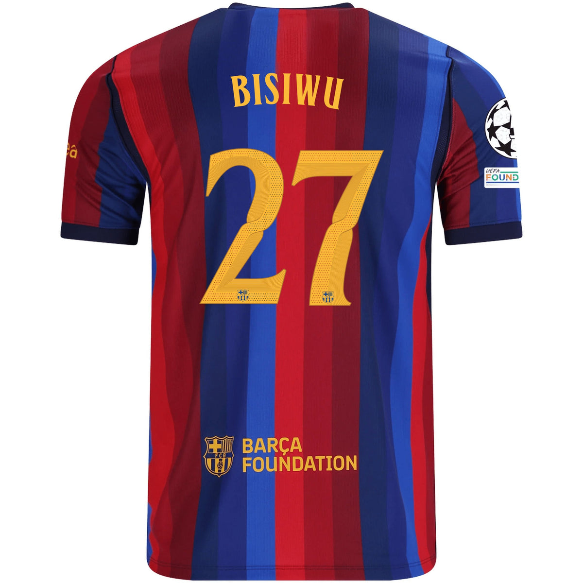 Nike Mens FC Barcelona Jesse Bisiwu Home Jersey w/ Champions League Patches 26/27 (Deep Garnet/Blue Void) | SoccerWearhouse