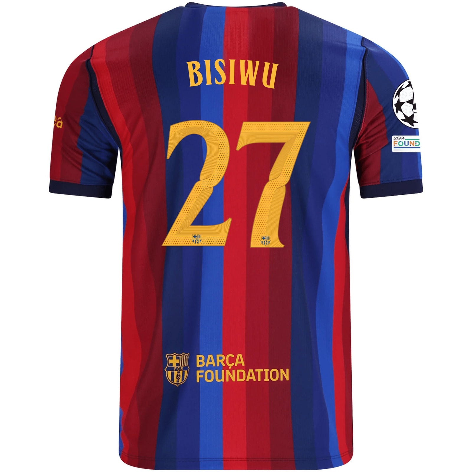 Nike Mens FC Barcelona Jesse Bisiwu Home Jersey w/ Champions League Patches 26/27 (Deep Garnet/Blue Void) | SoccerWearhouse