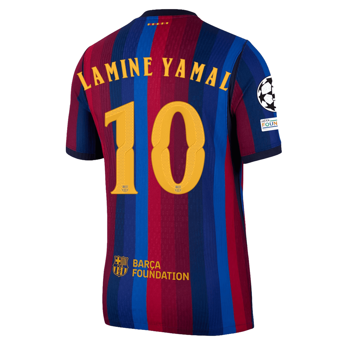Nike Mens FC Barcelona Match Authentic Lamine Yamal Home Jersey w/ Champions League Patches 26/27 (Deep Garnet/Void Blue) | SoccerWearhouse