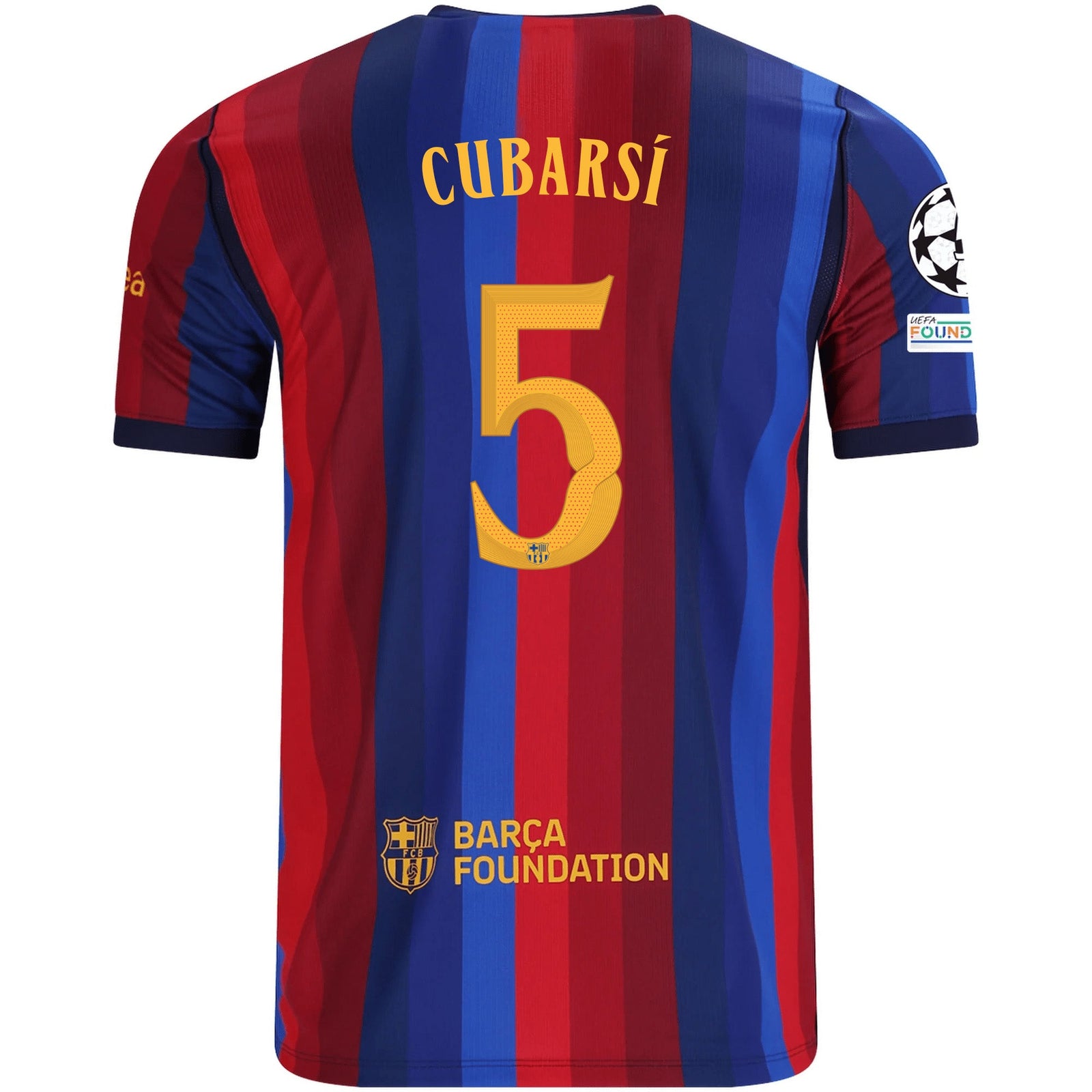 Nike Mens FC Barcelona Pau Cubarsí Home Jersey w/ Champions League Patches 26/27 (Deep Garnet/Blue Void) | SoccerWearhouse