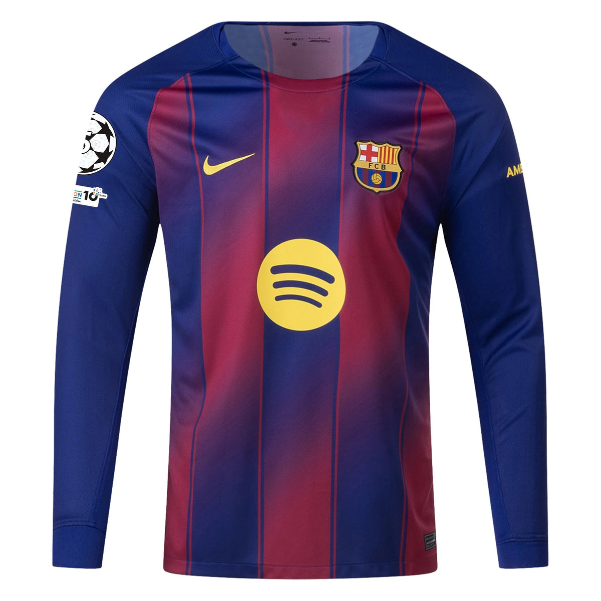 Nike Men's Lamine Yamal Barcelona 25/26 Long Sleeve Home Jersey w/ Champions League Patches (Deep Royal Blue/Midwest Gold) | SoccerWearhouse