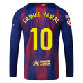 Nike Men's Lamine Yamal Barcelona 25/26 Long Sleeve Home Jersey w/ La Liga Patches (Deep Royal Blue/Midwest Gold)