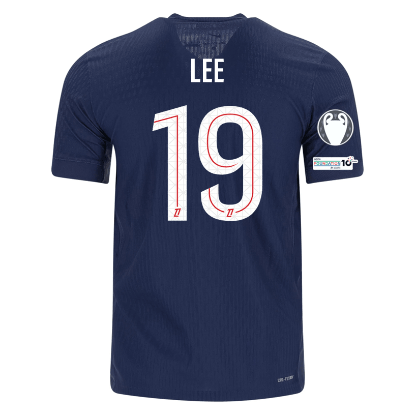 Nike Men's Lee Paris Saint - Germain Authentic Home Jersey 25/26 w/ Champions League Patches (Navy) | SoccerWearhouse